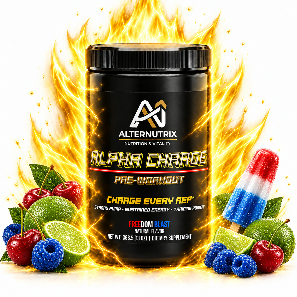 Freedom Blast mockup with cherries, limes, blue raspberries and a red-white-and-blue ice pop